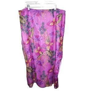 VTG Y2K Giorgio Fiorlini Silk Purple Floral Beaded Chiffon Maxi Skirt Plus Sz 20